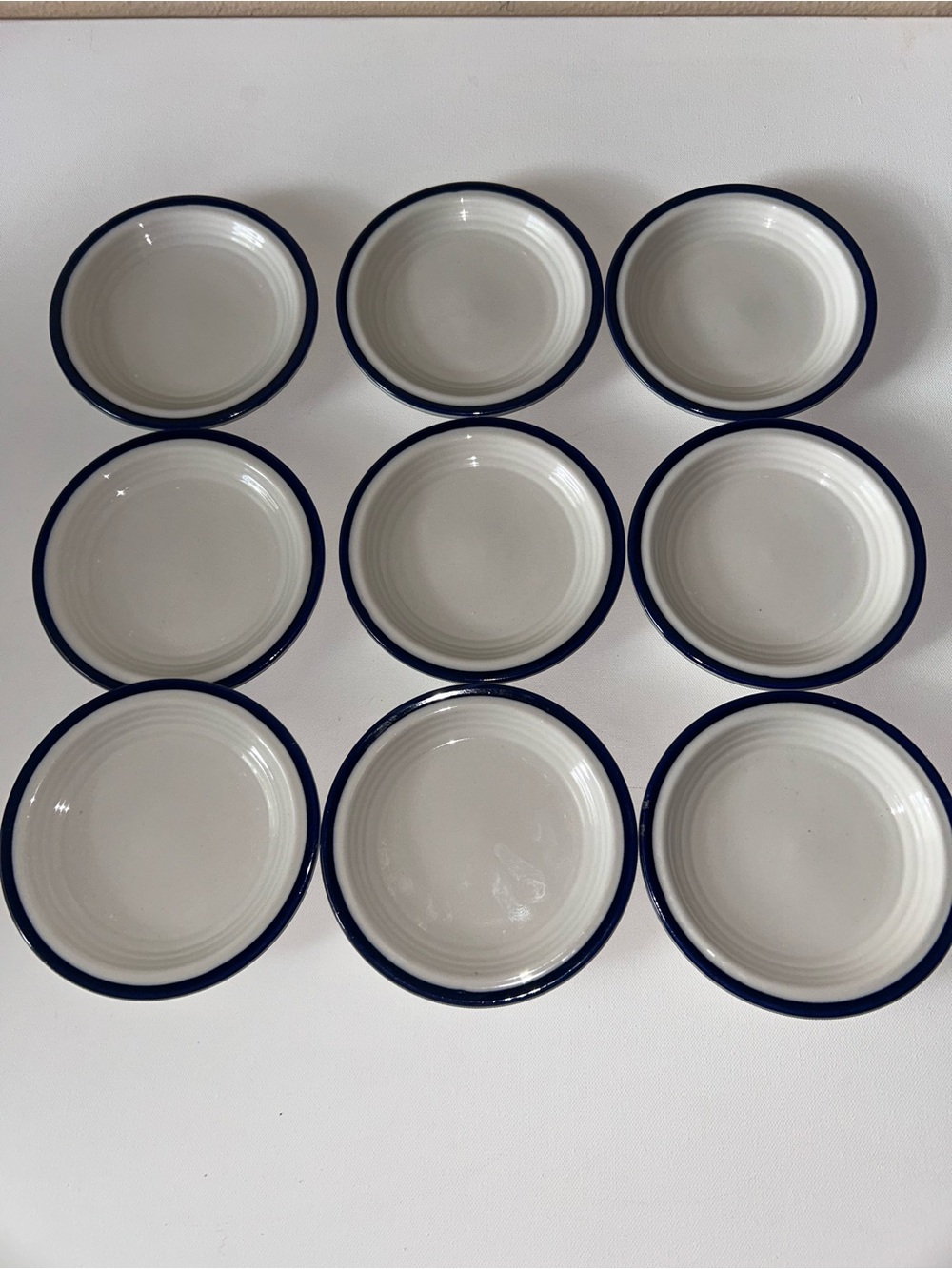 Set of 8 Vintage Sterling China Bread & Butter Plates Wellsville Ohio Blue Rim - Picture 4 of 12